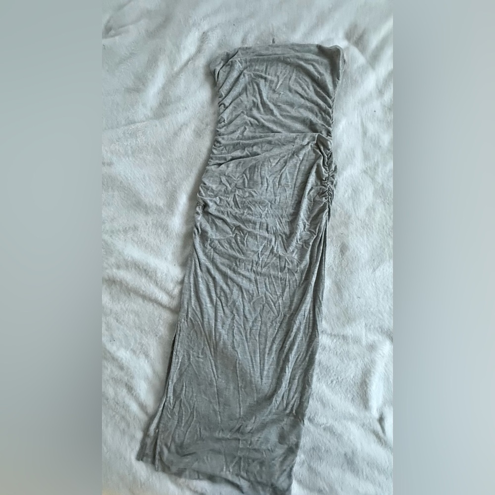 Strapless Gray Ruched Tube Dress XS - Picture 2 of 3